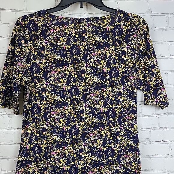 LuLaRoe Julia M 8/10 Blue Floral Knee Length Knit Bodycon Soft Stretch Dress - Picture 7 of 8